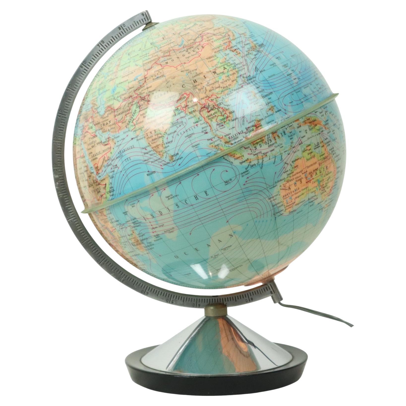 Illuminated World Globe Lamp 1967 Standard Globe Dutch Gdp Italy