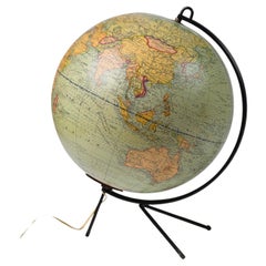 Illuminated World Map Globe Lamp with Tripod Base