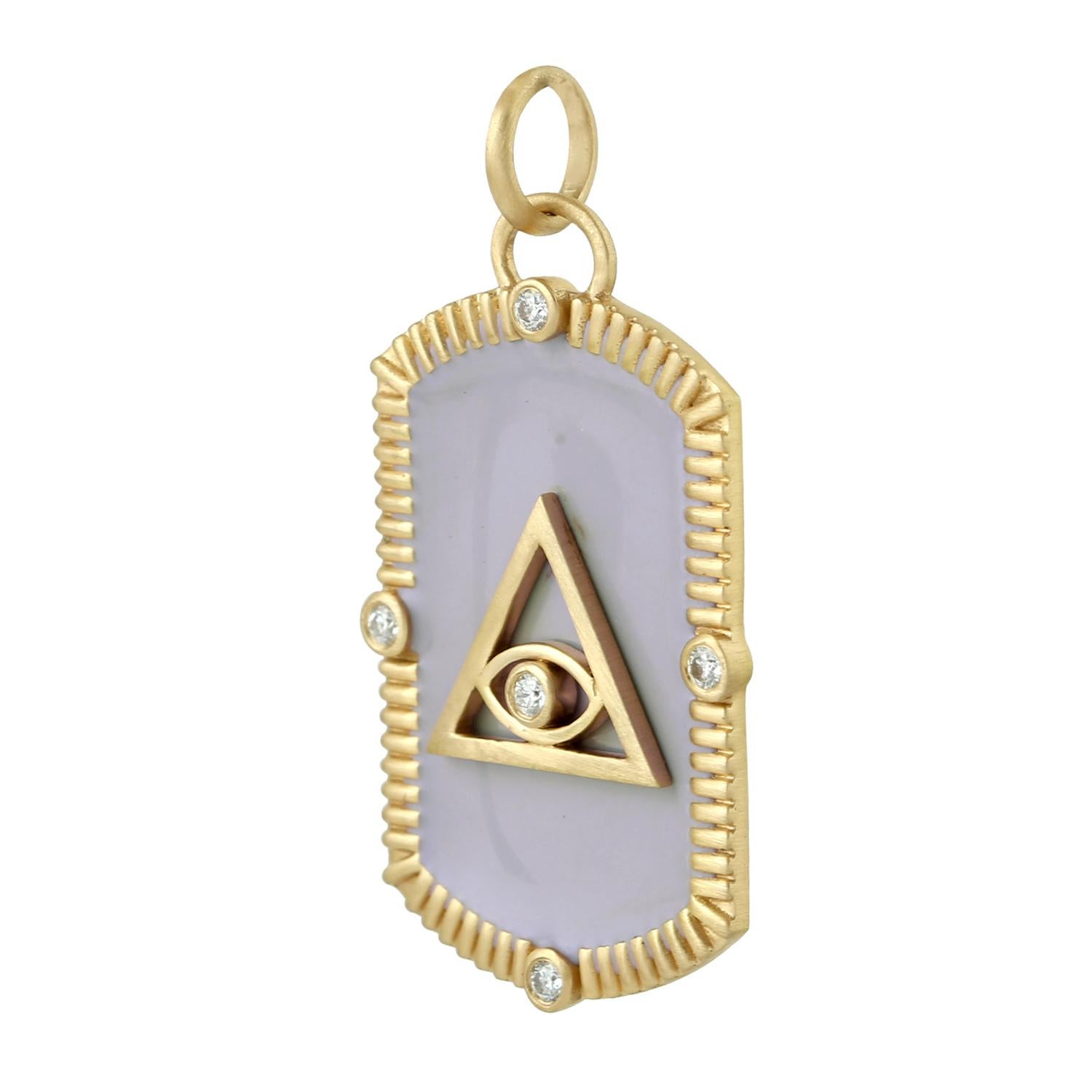 Artisan Pendentif symbole Illuminati en or jaune 18 carats avec diamants en vente
