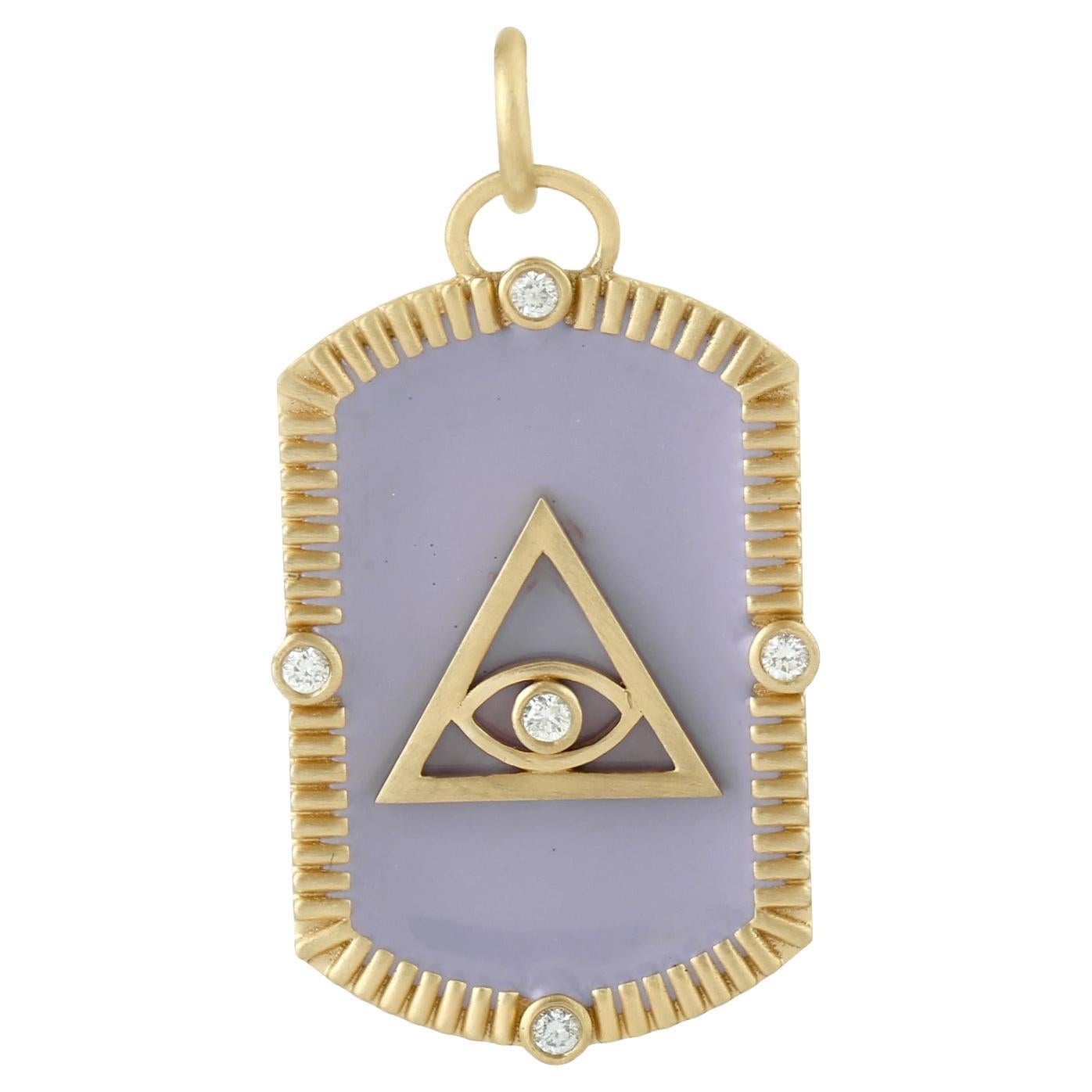 Pendentif symbole Illuminati en or jaune 18 carats avec diamants