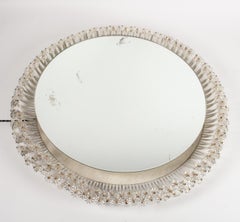 Illuminating Mirror, 1950-1960 Design in Painted Metal and Glass Flowers