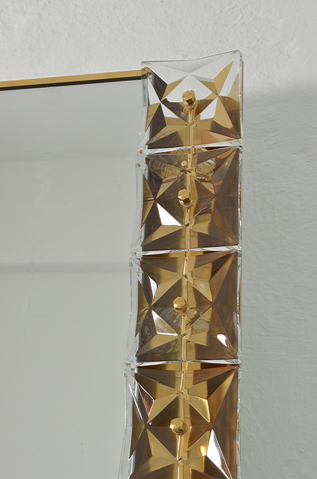 Illuminating Wall Mirror in Crystal Glass and Gilt Brass from Kinkeldey, 1970s For Sale 2