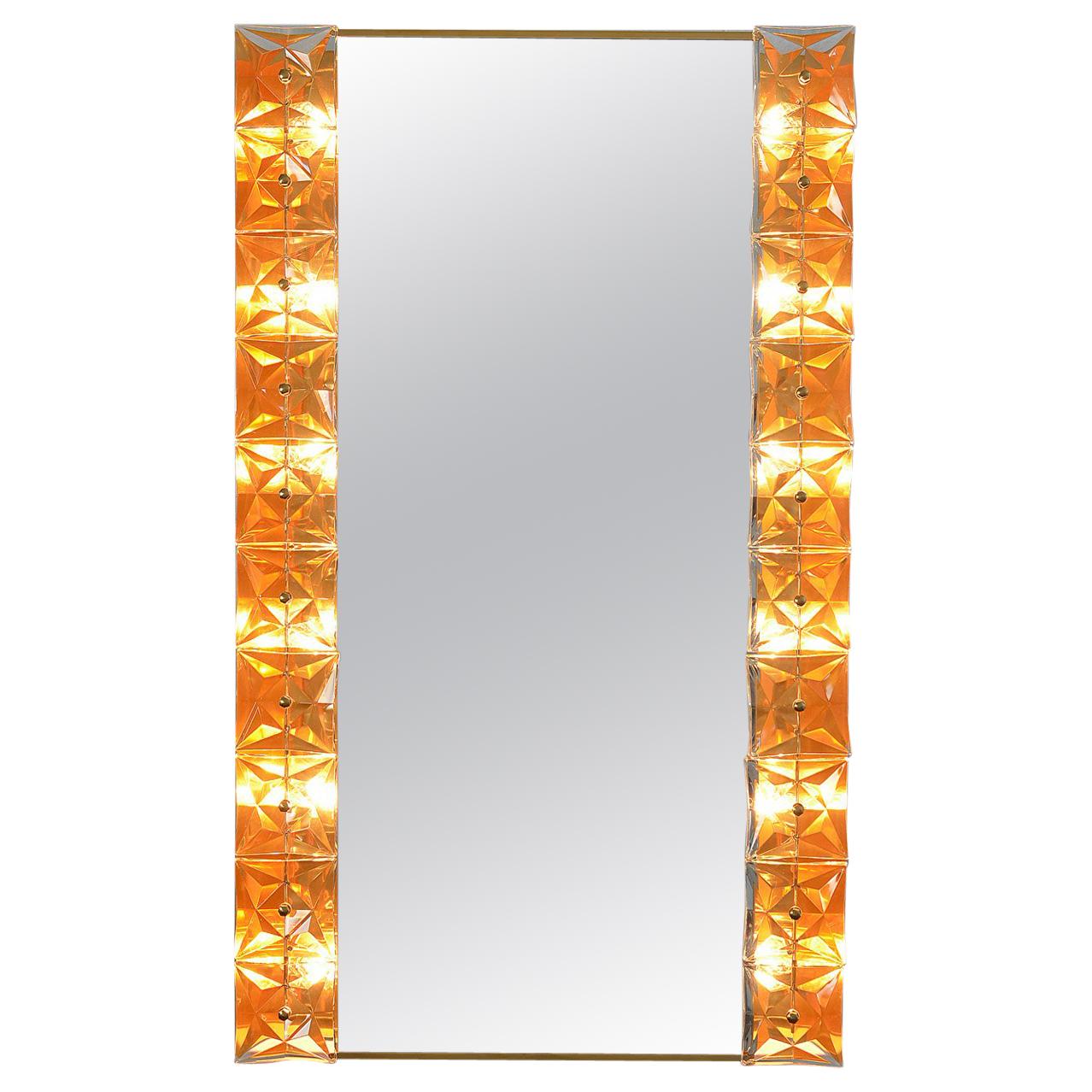 Illuminating Wall Mirror in Crystal Glass and Gilt Brass from Kinkeldey, 1970s For Sale