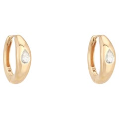 0.48ct Pear Diamond 14K Yellow Gold Huggie Earrings