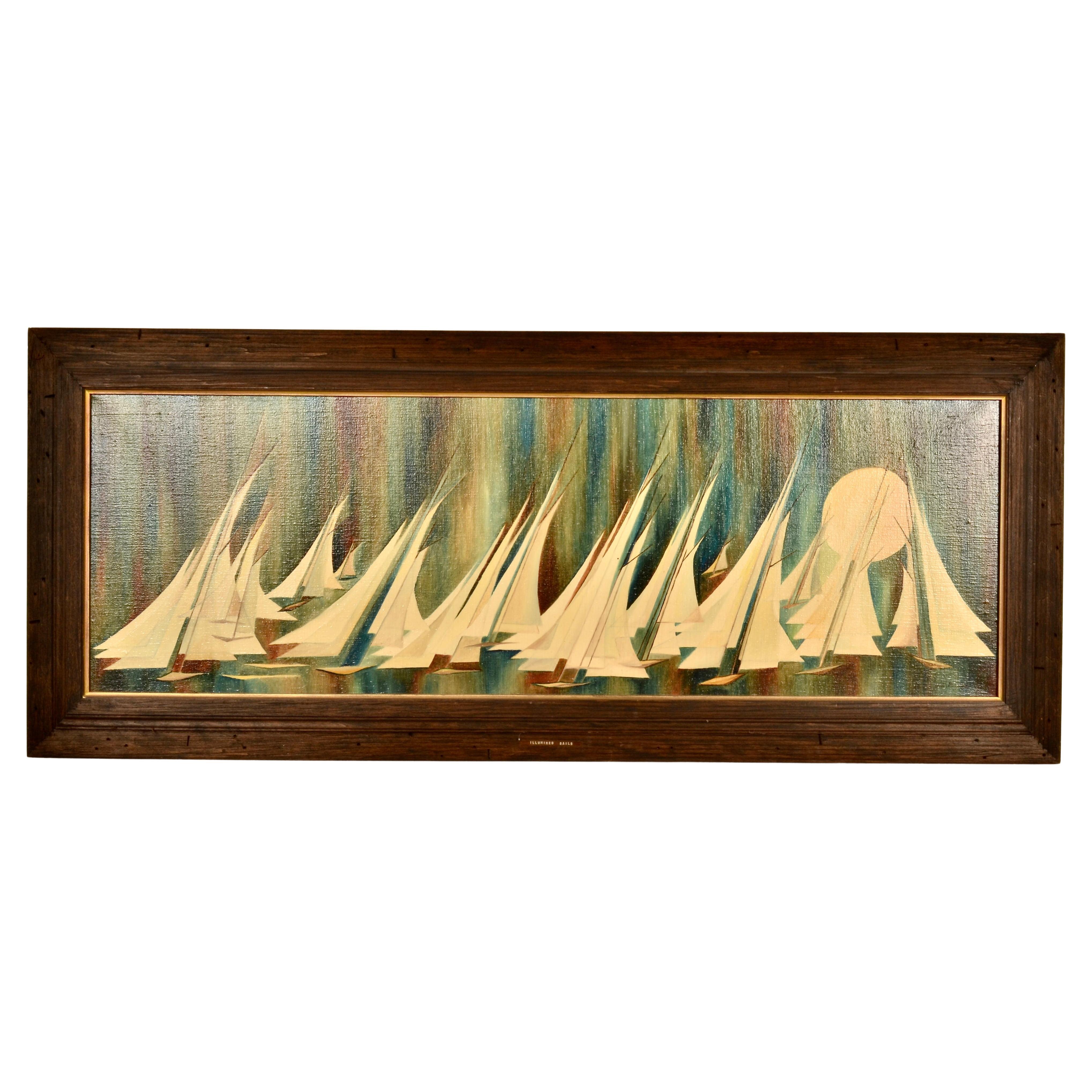 "Beleuchtete Segel" Öl auf Leinwand von NY Künstler Jean McDaniel (1930-2003) im Angebot