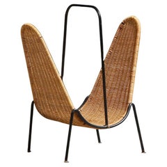 Illums Bolighus Danish Handwoven Magazine Rack in Wicker, 1950s