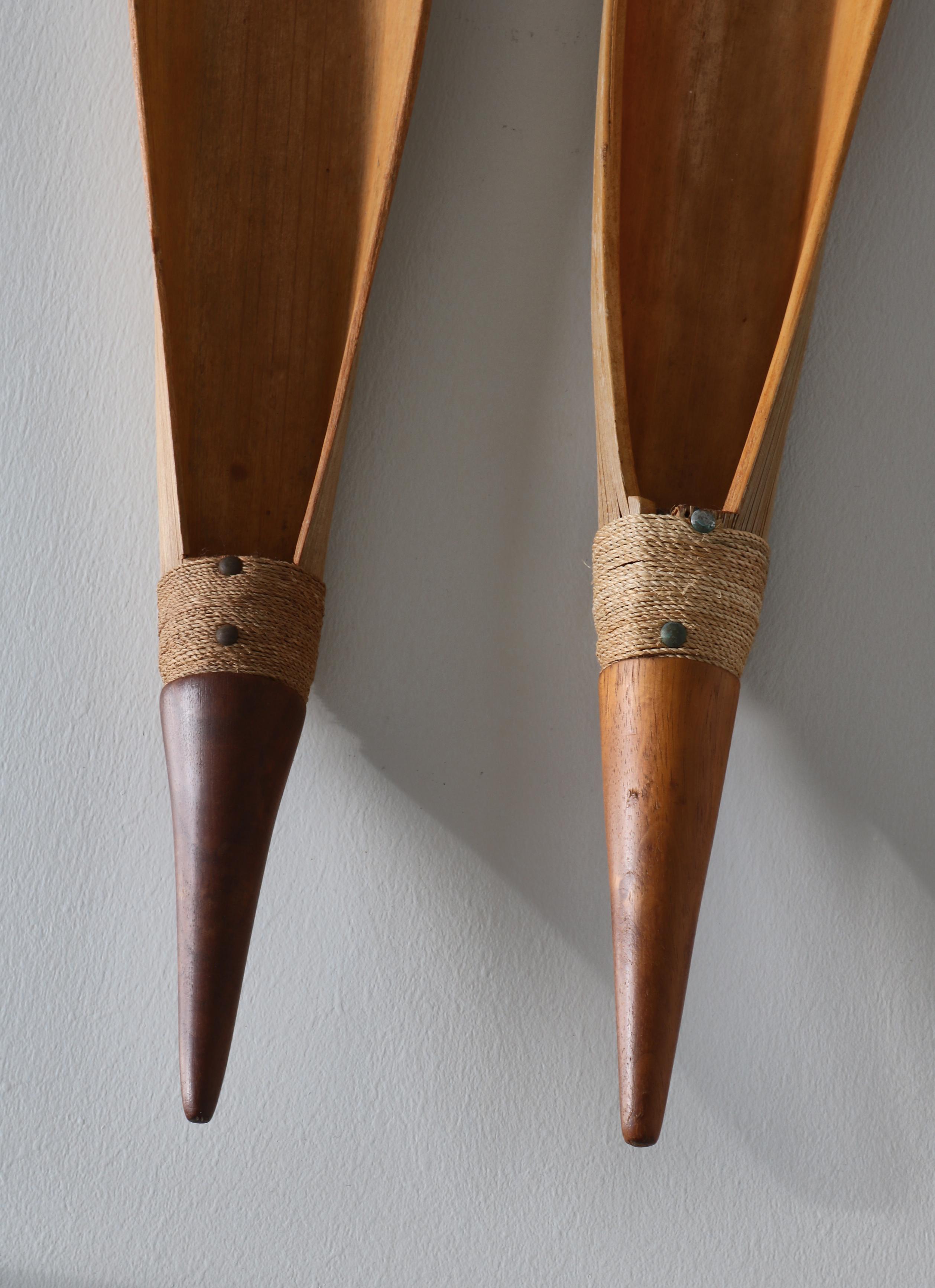 Illums Bolighus Decorative Palm Serving Bowls Teakwood Handles, 1950s, Denmark For Sale 2