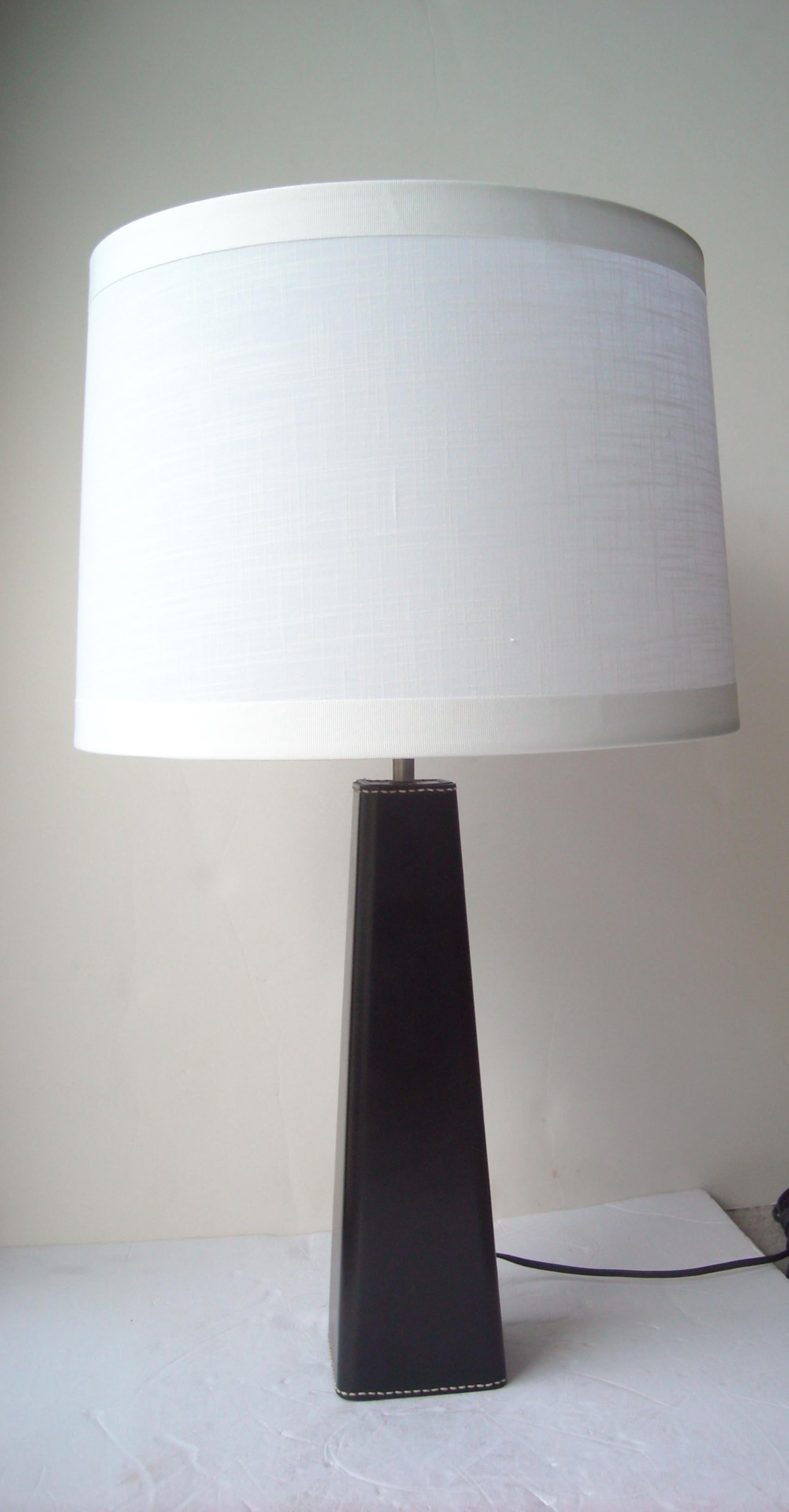Illums Bolighus Leather Table Lamp Designed by Lisa Johansson Pape, Denmark In Good Condition For Sale In Los Angeles, CA