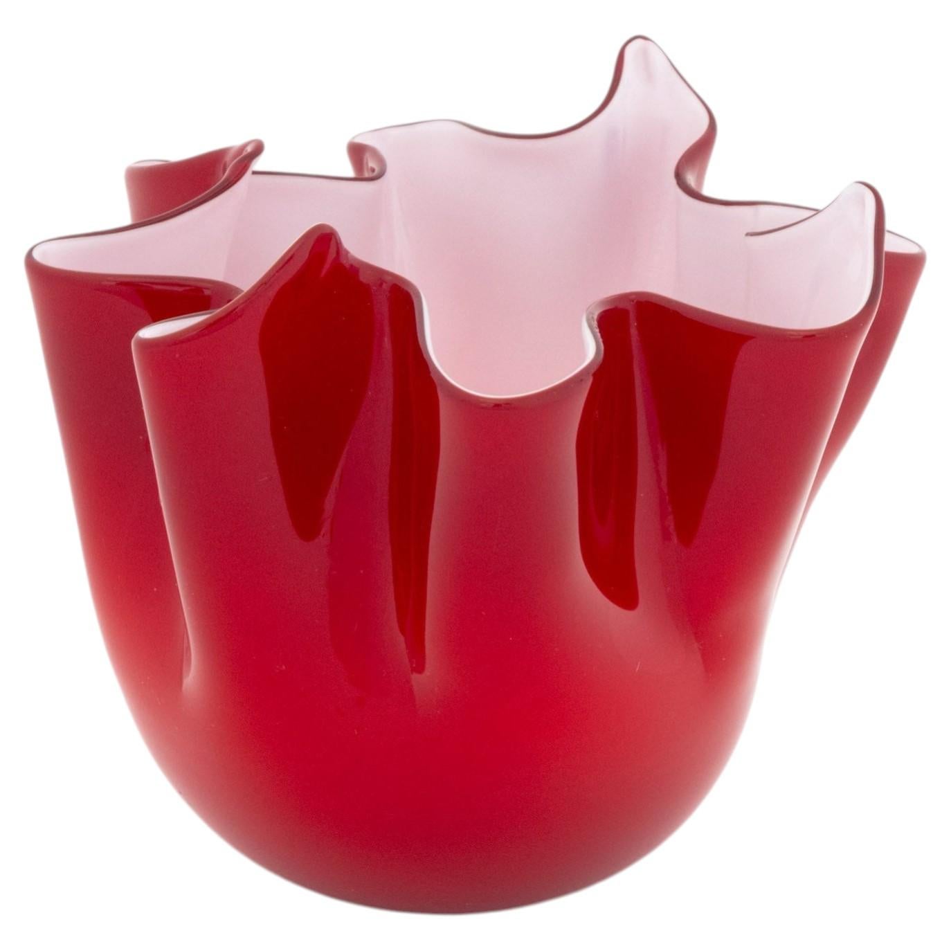 Mid-Century Modern Illums Bolighus Red Glass Handkerchief Vase For Sale
