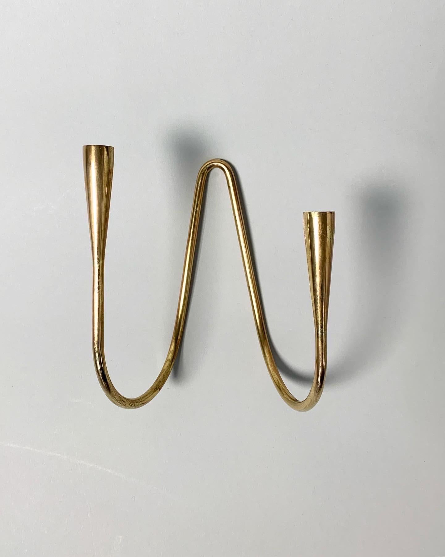Hand-Crafted Illums Bolighus Wall Candelabra Candle Holder Brass Denmark 1950s