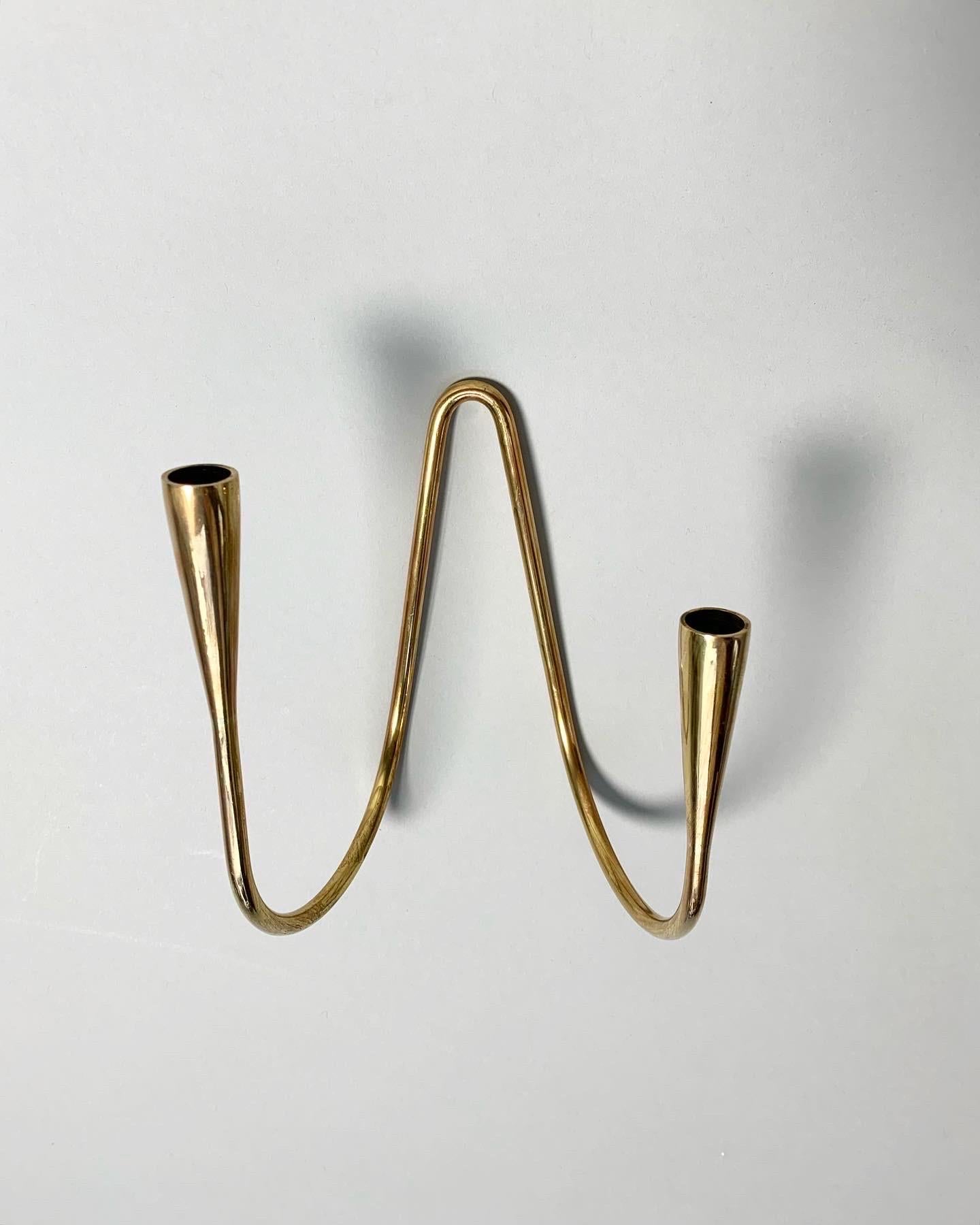 Illums Bolighus Wall Candelabra Candle Holder Brass Denmark 1950s In Good Condition In Basel, BS