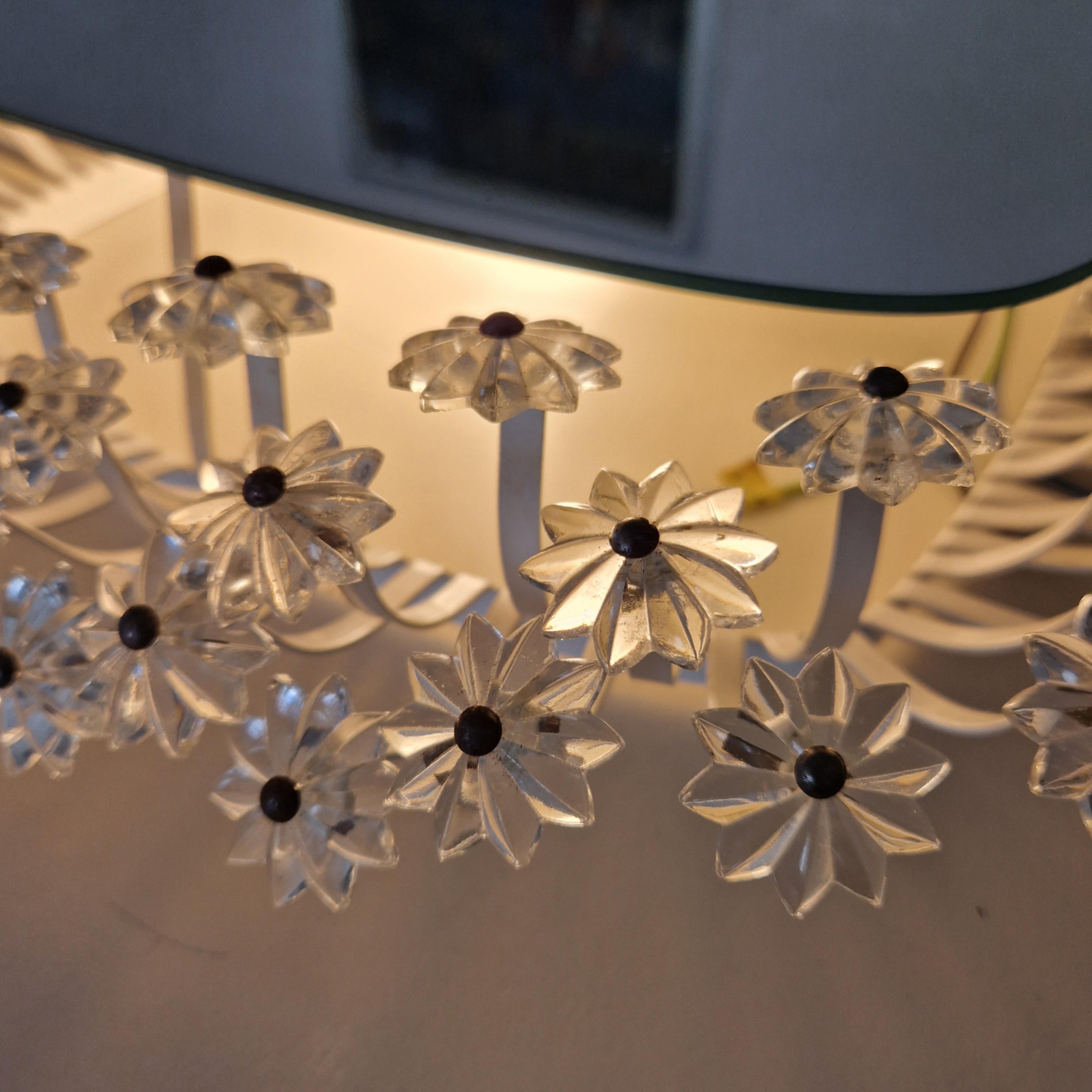 Illuminated floral mirror by Emil Stejnar for Rupert Nikoll, Austria 1950s In Good Condition For Sale In ECHT, NL