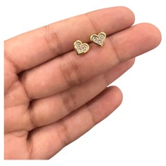 Illusion  0.40 carat Heart Cut Natural Diamond set Earring in 14k Gold
