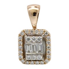 Illusion Baguette Pendant with Round Halo in Rose Gold Illusion Baguette Pendant with Round Halo in Rose Gold