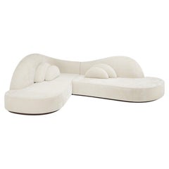 Illusion Curved Corner Sofa In High Performing Ecru Velvet By Sidani Design