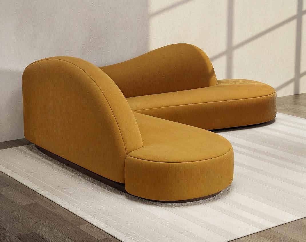 Illusion Curved Corner Sofa in High Performing Ecru Velvet von Sidani Design im Zustand „Neu“ im Angebot in NEW YORK, NY