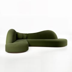 Illusion Curved Corner Sofa in Soft Alpaca Velvet, Hand-Crafted