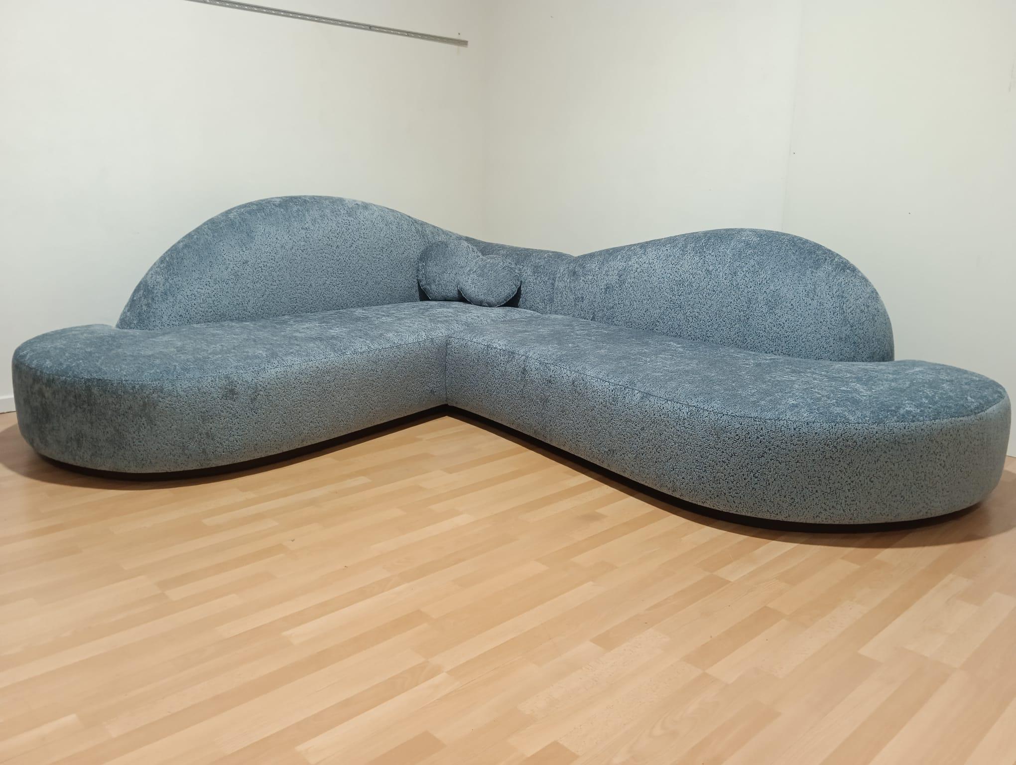 Hand-Crafted Illusion Curved Sofa – Shale Stone Edition For Sale
