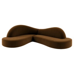 Illusion Curved Corner Sofa In Soft Alpaca Velvet