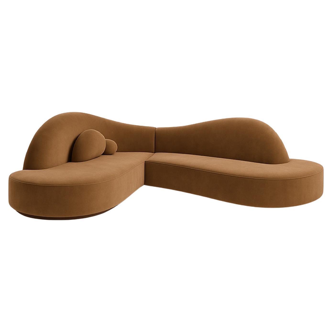 Illusion Curved Corner Sofa In Soft Alpaca Velvet