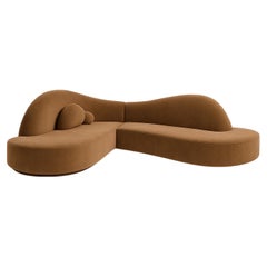 Illusion Curved Corner Sofa In Soft Alpaca Velvet