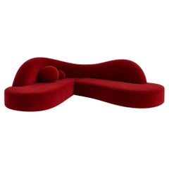 Illusion Curved Corner Sofa In Soft Alpaca Velvet