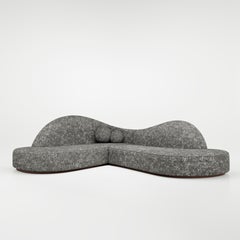 Illusion Curved Corner Sofa In Woven Jacquard Fabric w Special Marble Effect