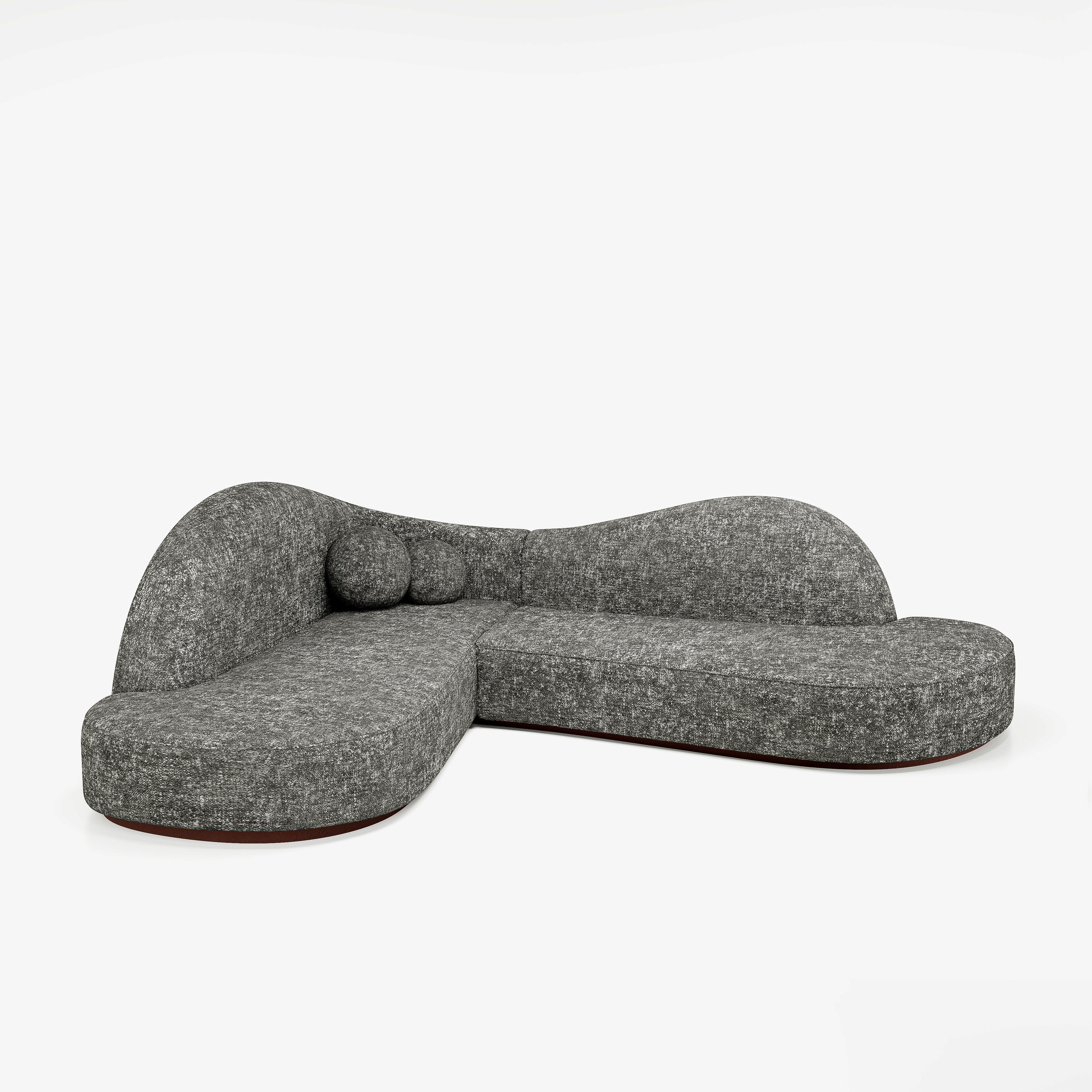 Illusion geschwungenes Ecksofa aus gewebtem Jacquard-Stoff mit besonderem Marmoreffekt (Moderne) im Angebot
