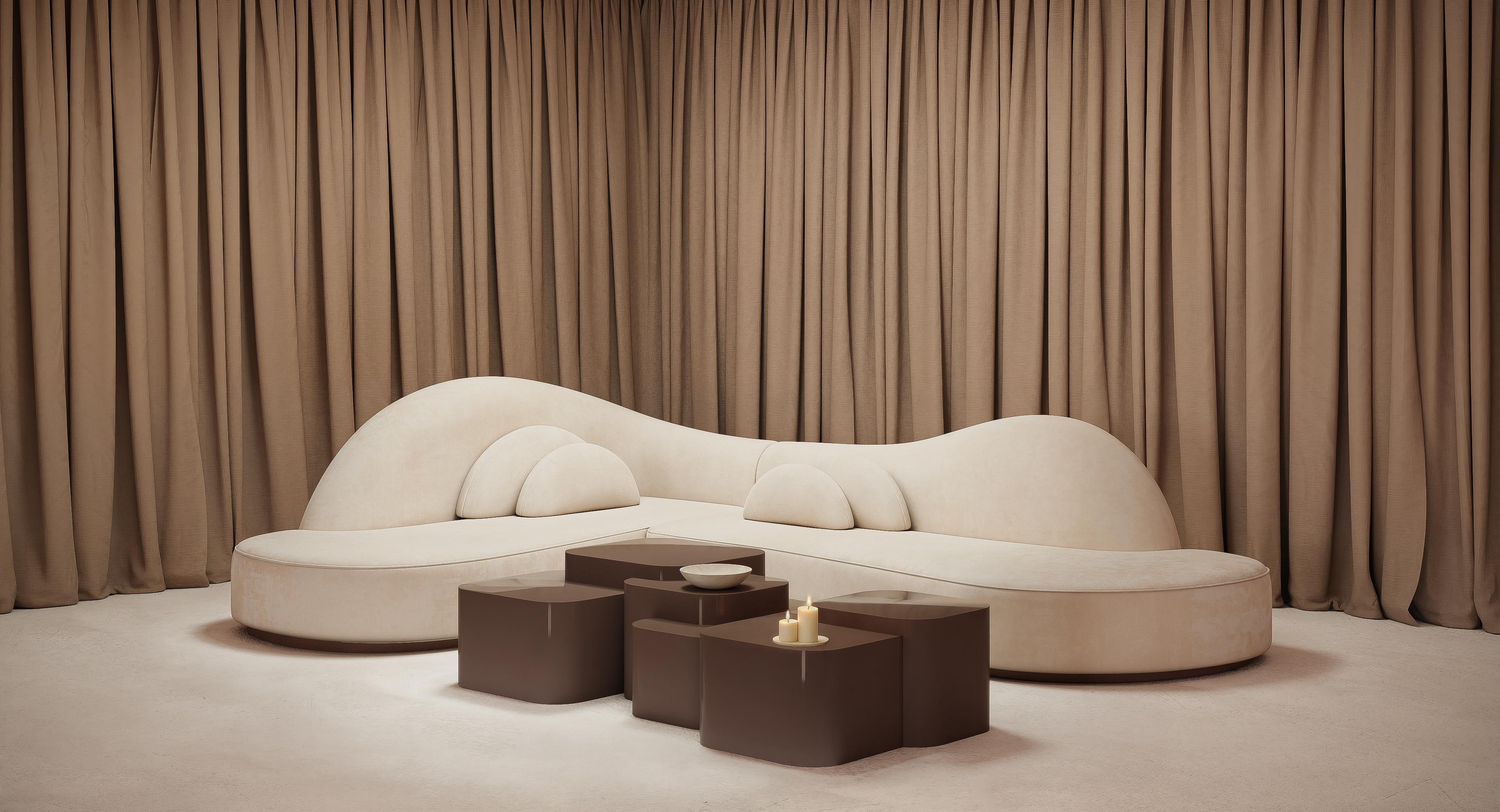 Illusion Curved Sofa – Shale Stone Edition For Sale 1