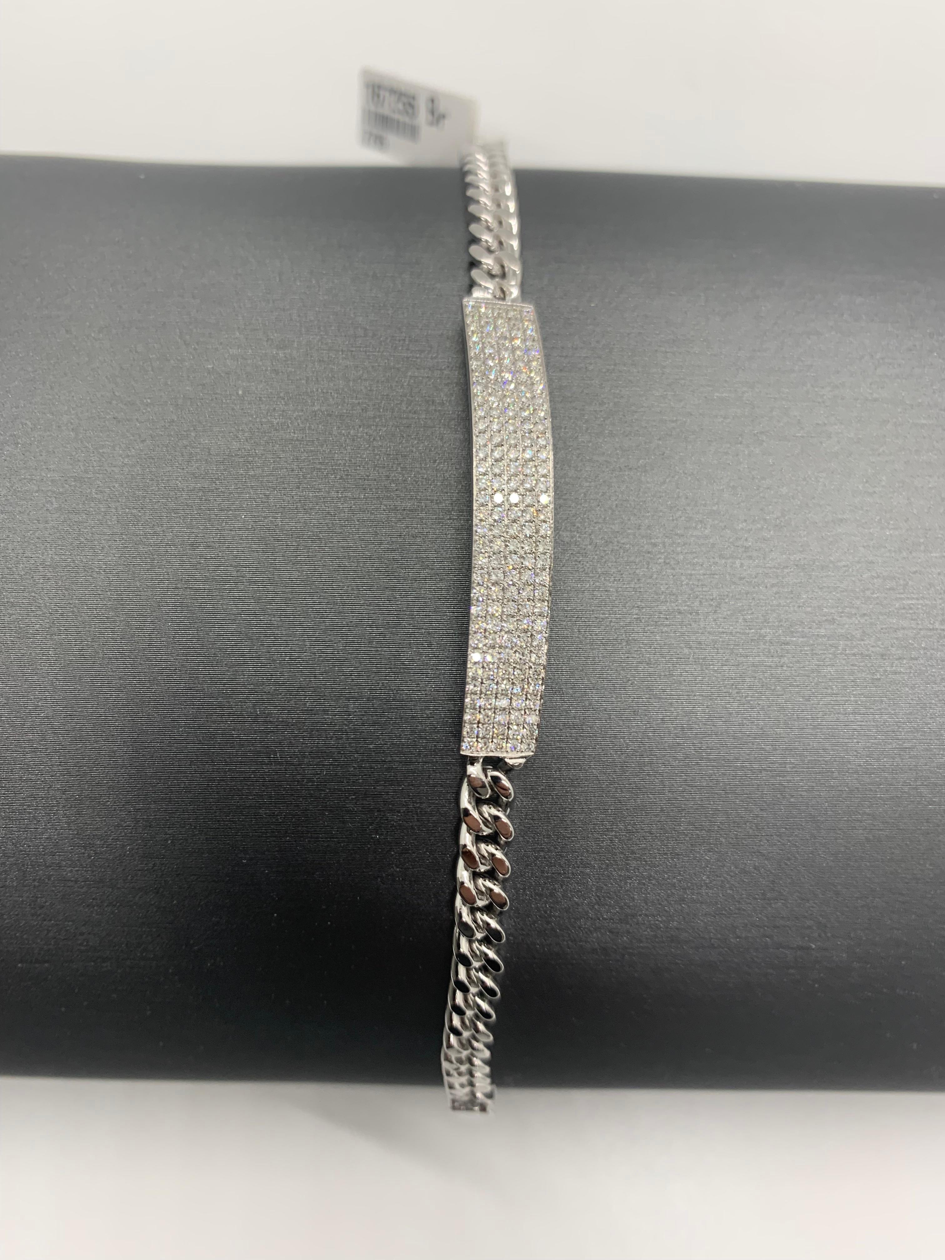 Round Cut Illusion Diamond Chain Bracelet in 18K White Gold, Large For Sale
