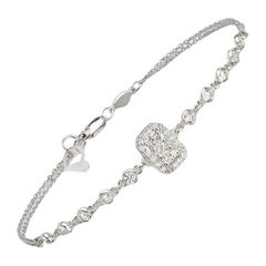 Illusion Diamond Chain Bracelet in 18K White Gold, Medium