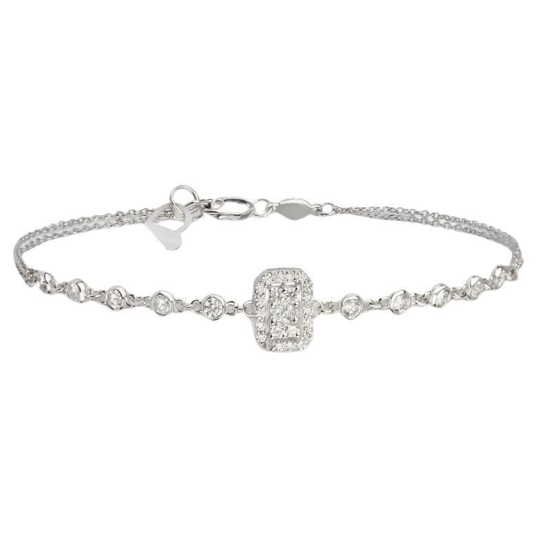 Illusion Diamond Chain Bracelet in 18K White Gold, Small For Sale