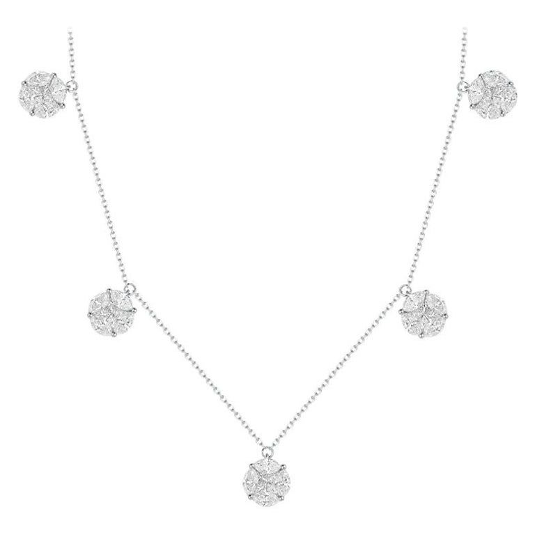 Collier à breloques en or blanc 18 carats avec diamants Illusion