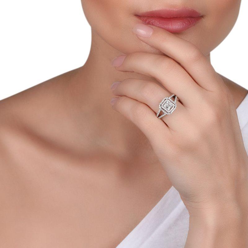 For Sale:  Illusion Diamond Cocktail Ring in 18K White Gold 2