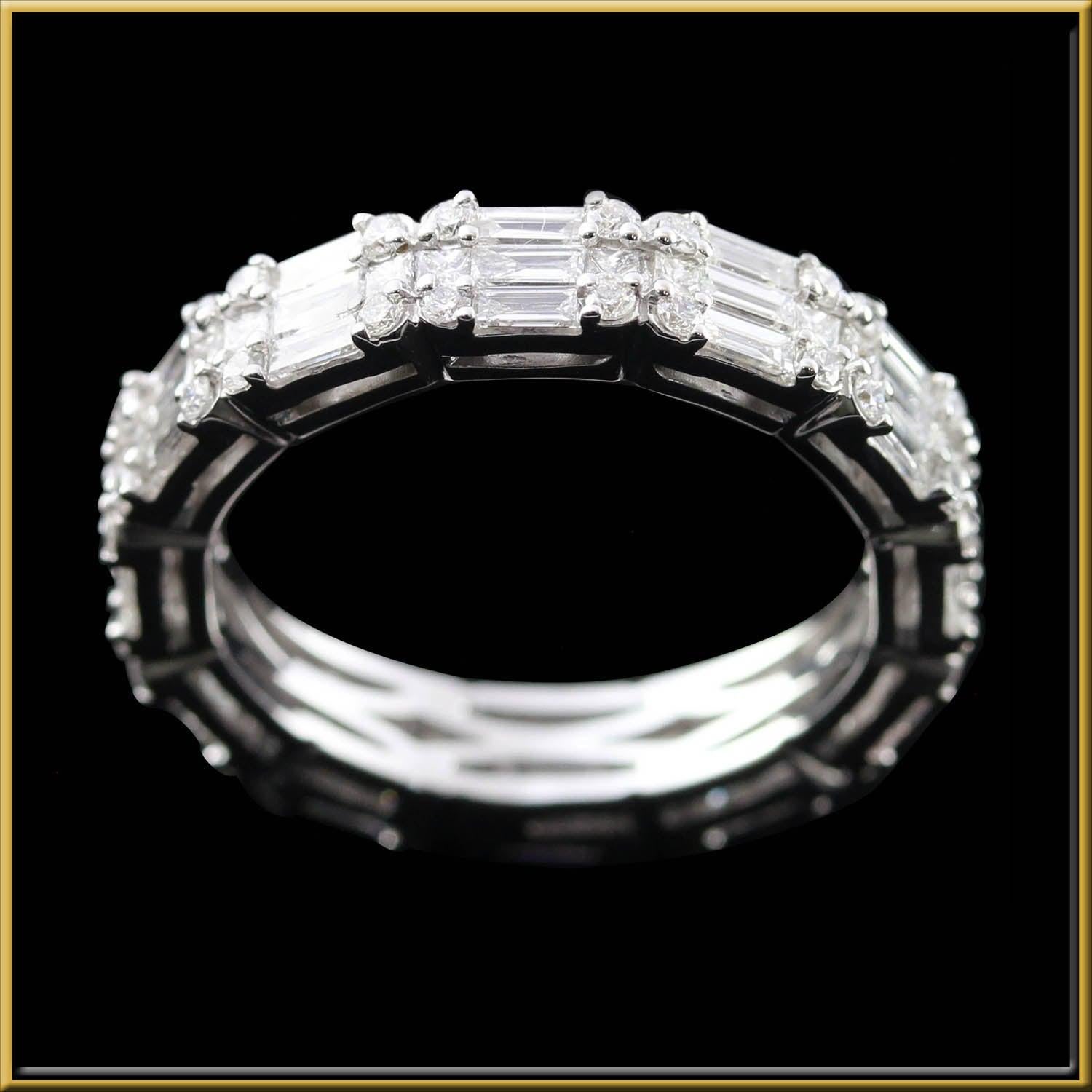 For Sale:  Illusion Diamond Horizontal Eternity Ring in 18 Karat Gold 2
