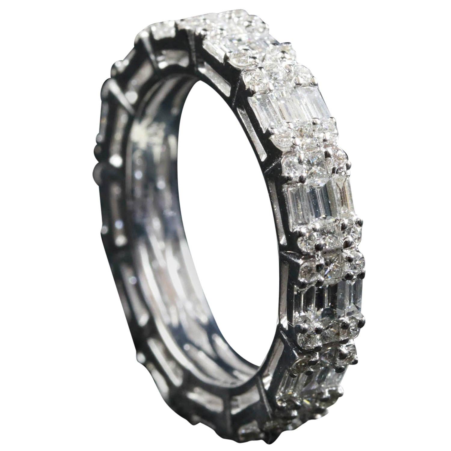 For Sale:  Illusion Diamond Horizontal Eternity Ring in 18 Karat Gold