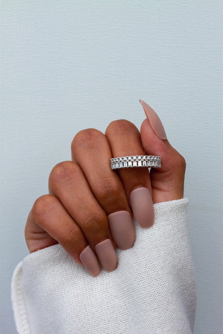 Illusion Eternity Ring with Baguette and Round Diamonds in White Gold ...