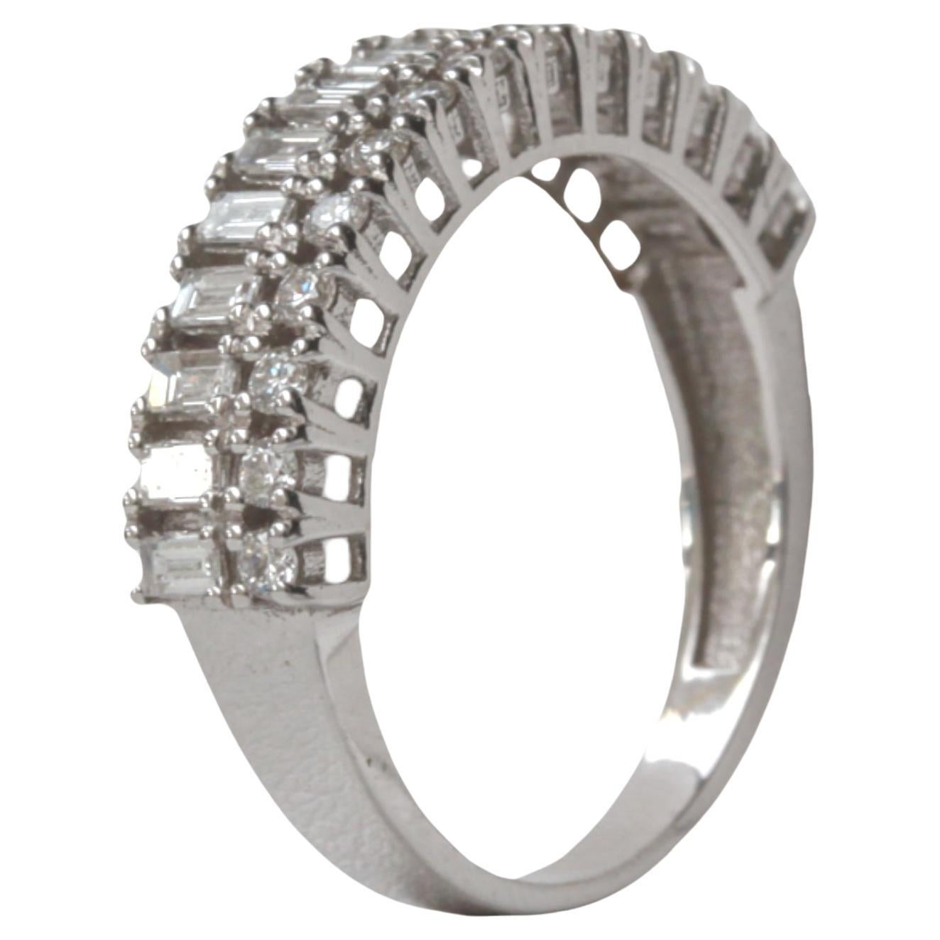 Illusion Eternity Ring with Baguette and Round Diamonds in White Gold