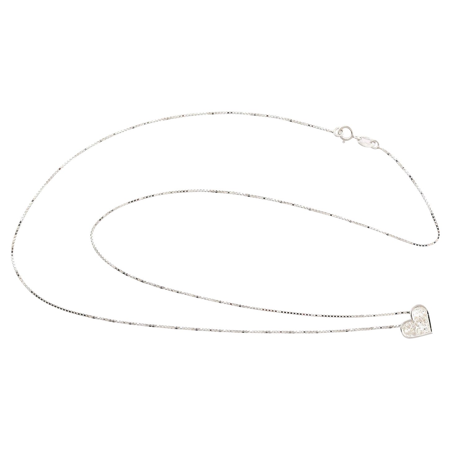 Collier à diamants en forme de cœur Illusion en or blanc 18 carats