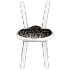 Illusion Leopard Kids Chair in Acrylic with Fur Seat by Circu Magical Furniture