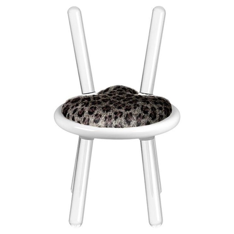 Illusion Leopard Kids Chair in Acrylic with Fur Seat by Circu Magical Furniture For Sale