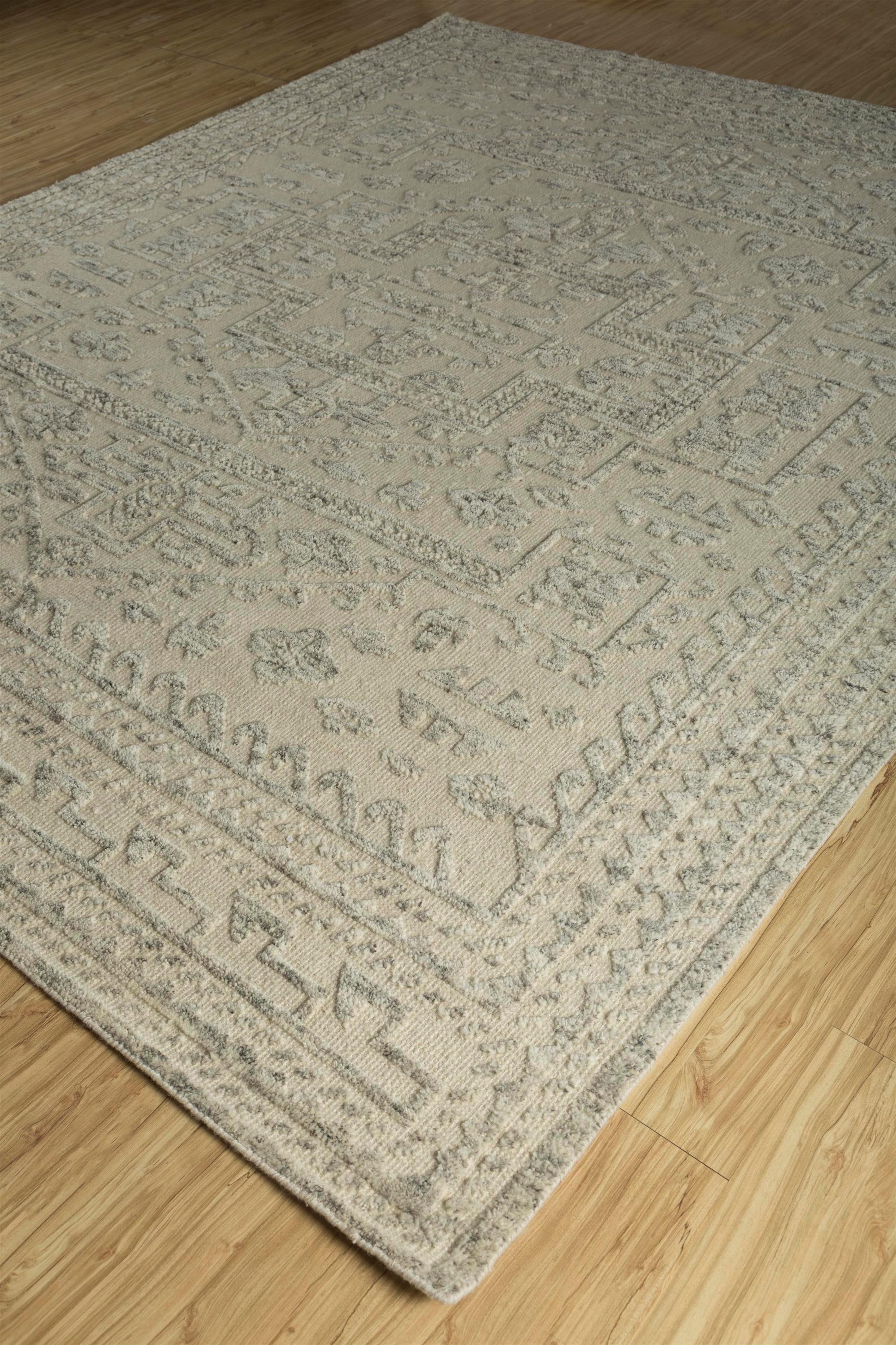 Modern Illusion Nectar Natural Off White & Natural Silver 240x300 cm Hand Knotted Rug For Sale