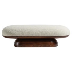 Illusion Nuage Bench— White Bouclé , Glossy Walnut by Sidani Design