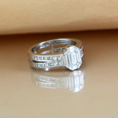 Illusion Oval Diamond Center with Squares Set in Chanel on the Shank in 18K Gold