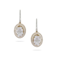 Illusion Oval Drop Diamond Earrings in 18K White Gold