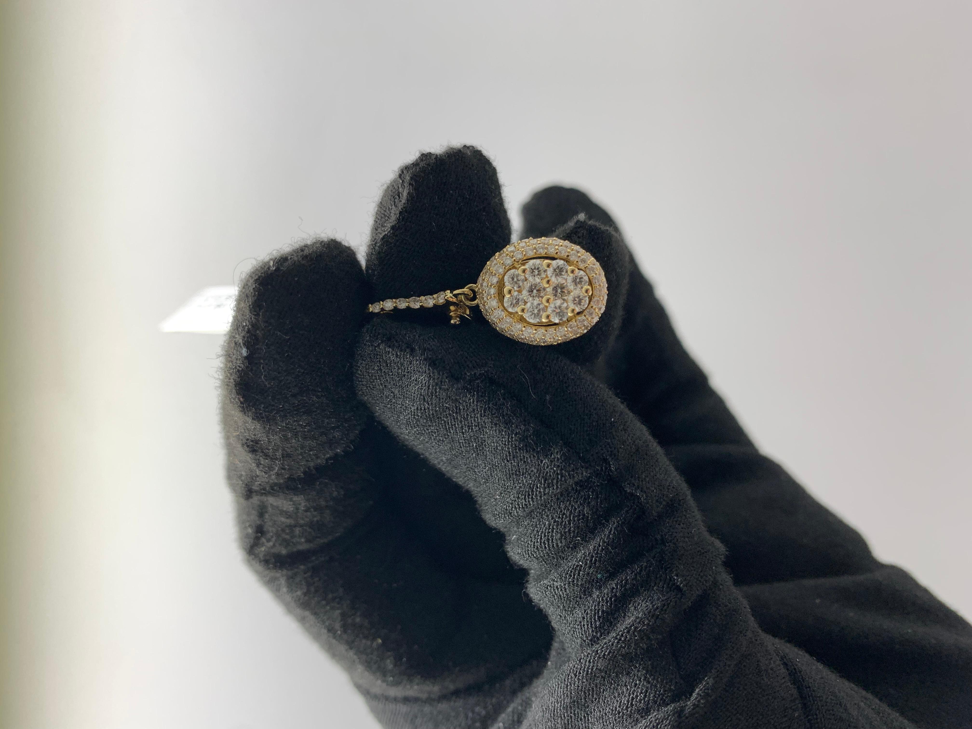 Pendientes Gota Ovalada Ilusión de Diamantes en Oro Blanco de 18 K en venta 1