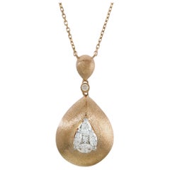 Illusion Pear Diamond Pendant Necklace 18 Karat Rose Gold