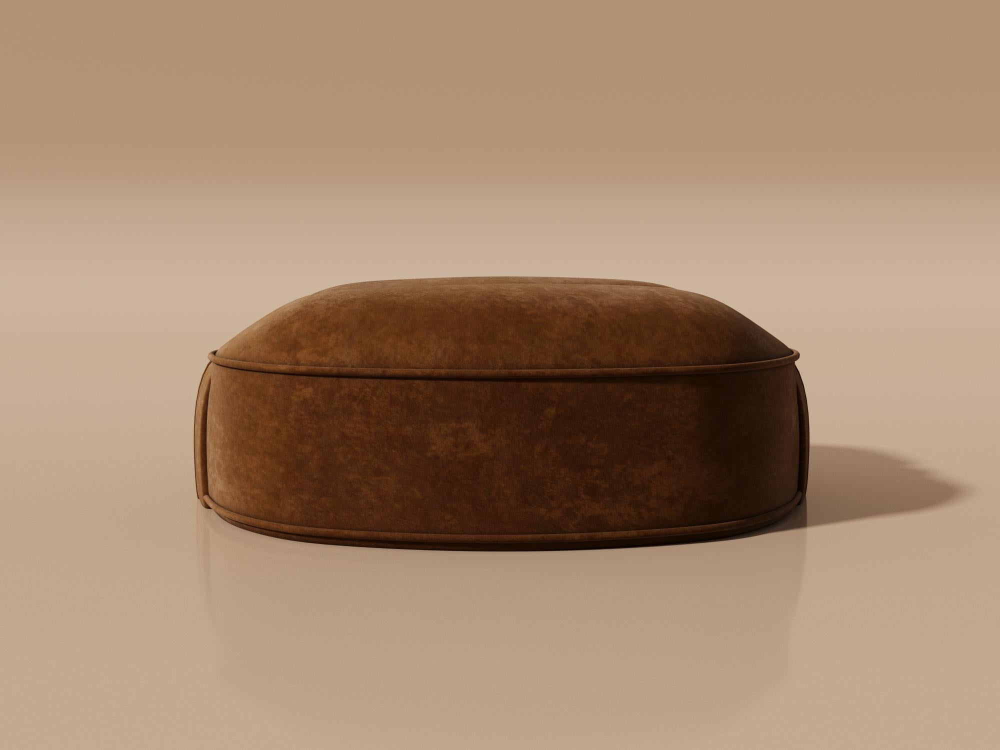 Contemporary Illusion Pouf Brown Velvet Upholstery by Alexandre Ligios, Organic Curves Chair For Sale