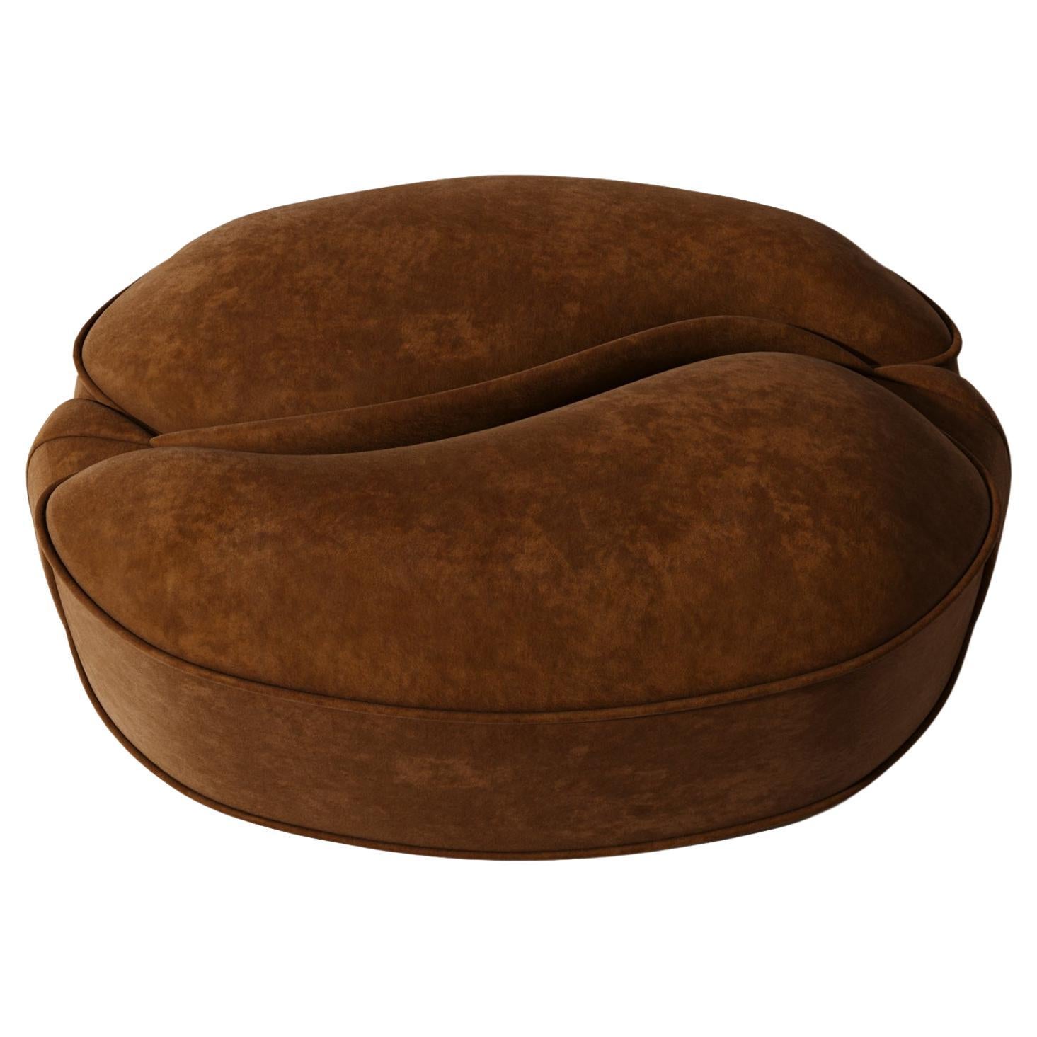 Illusion Pouf Brown Velvet Upholstery by Alexandre Ligios, Organic Curves Chair
