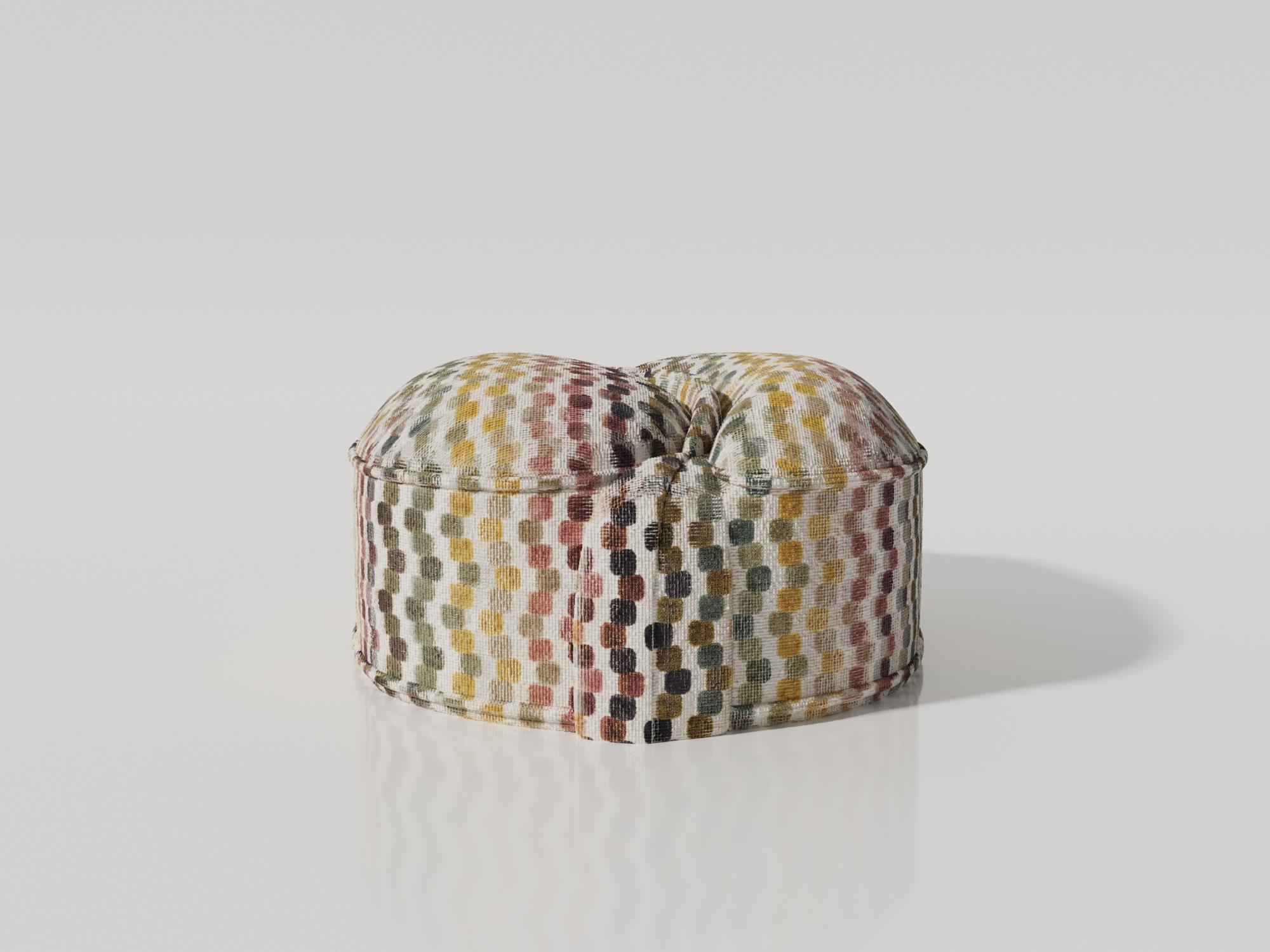 Moroccan Illusion Pouf 'Orphisme' Upholstery by Alexandre Ligios, Organic Curves Chair For Sale